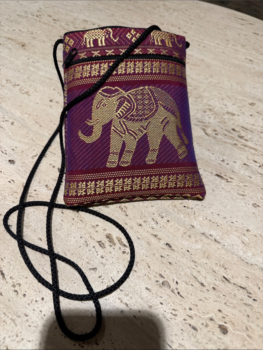 Purple & Gold Elephant Crossbody Bag